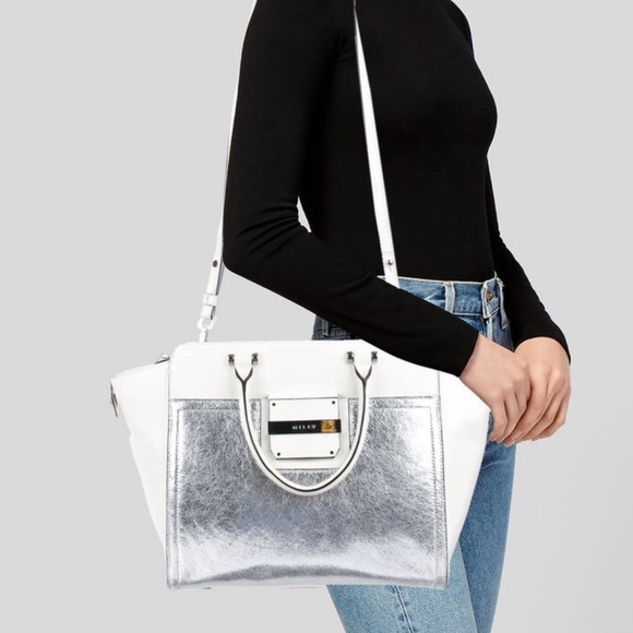 Milly white grained leather Satchel - Picture 1 of 7